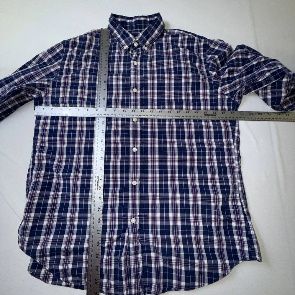 J.Crew Mens Plaid Button Down Shirt Blue Cotton Size Large Preppy Coastal Casual - Picture 6 of 6